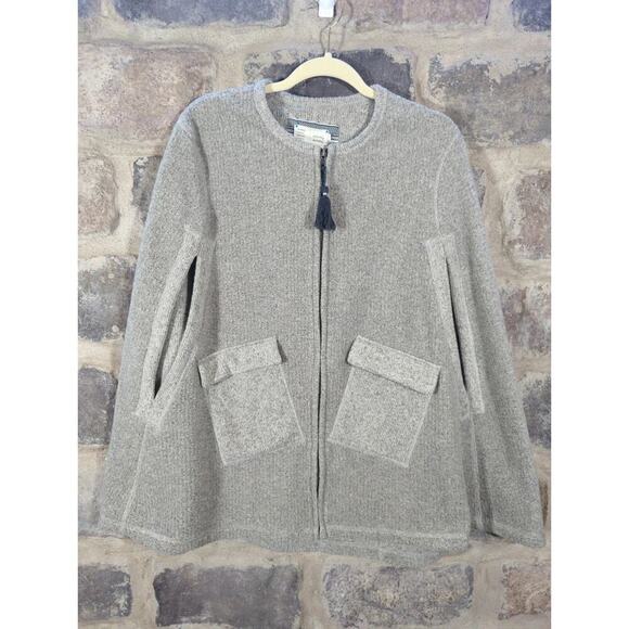 Anthropologie Saturday Sunday Whimbrel Poncho Cape Woman's Small Gray Tassel Zip - Picture 1 of 13